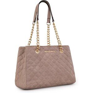 Montana West Women 040 Tan PU Leather Quilted Chain Shoulder Strap Purse